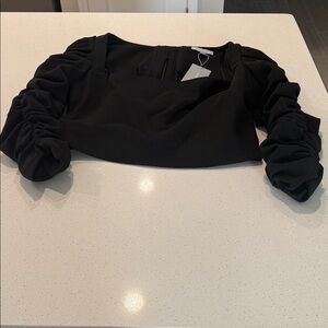 ANTONIO MELANI Black Ruched Sleeve Blouse